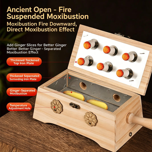 Natural Wooden with Handle Moxa Box -天然实木带手柄专用艾灸盒