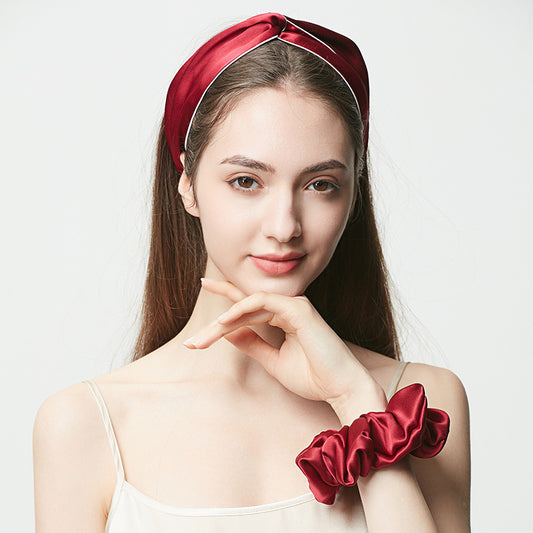 19 Momme Mulberry Silk Hair Scrunchie & Headband, Bright Tone Luxury Gift