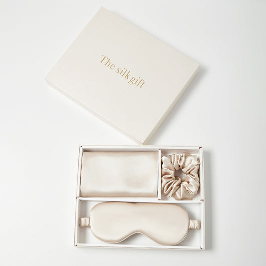 Mulberry Silk Set, Silk Pillowcase, Eye Mask & Hair Scrunchie, Skin Care Travel Essentials, Wedding Favor Gift