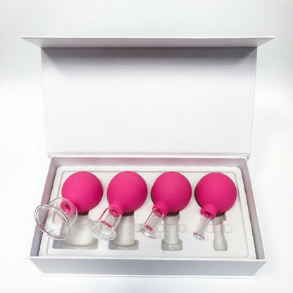 Medical Grade PC Glass Cupping Set with Silicone Suction Ball -医疗PC硅胶球玻璃吸力罐