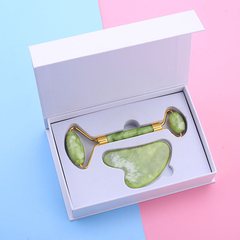 Natural Jade Rollers for Face and Eyes - Customize Logo -可定制玉石滚轮刮痧礼盒套装