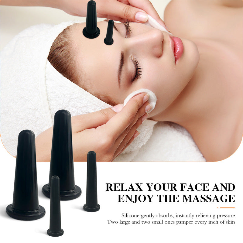 food grade silicone facial beauty cupping,Black -食品级脸部硅胶美容拔罐，黑色