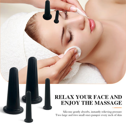 food grade silicone facial beauty cupping,Black -食品级脸部硅胶美容拔罐，黑色