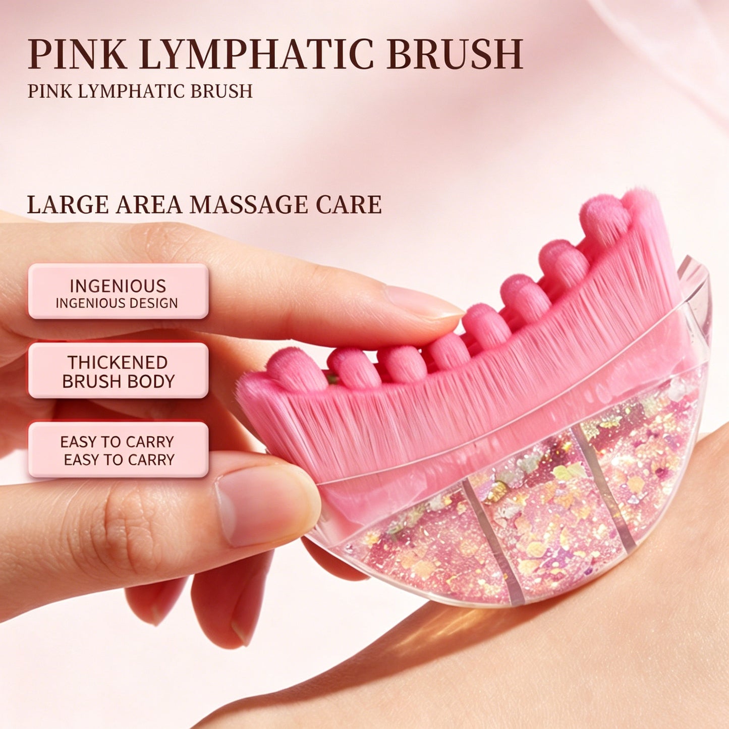 Pink Sparkle Lymphatic Contour Face Brush -粉红闪粉淋巴面部塑型刷