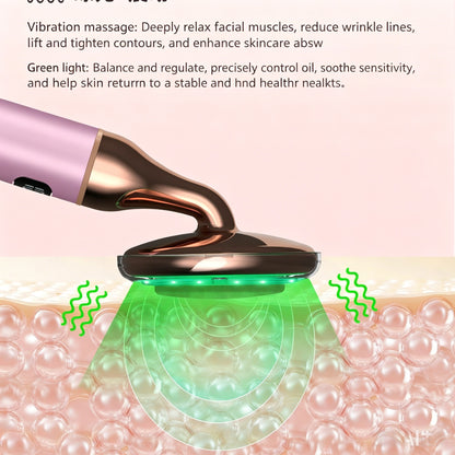 Electric Rose Quartz Vibrating Heating Led Beauty Massager -电动粉晶震动加热按摩美容棒