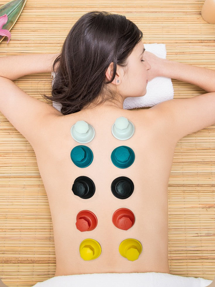 Medical Grade Silicone Cupping with 5 Natural Symbols -医疗级别自然元素彩绘拔罐