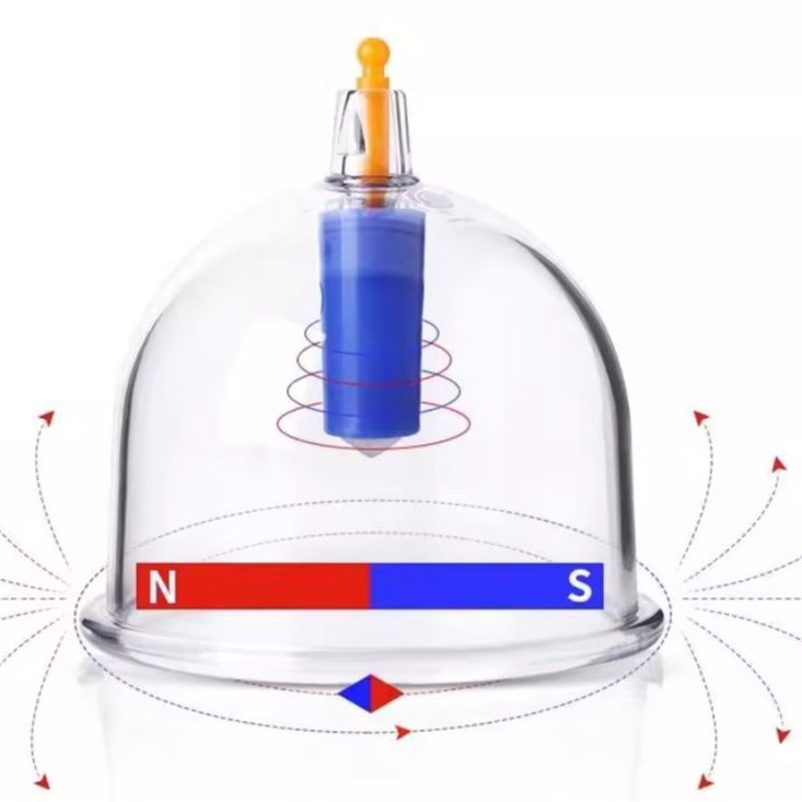 Luxury Gift Box Magnetic Vacuum PC Cupping Set with Air Pump -豪华礼盒带磁PC真空拔罐套装