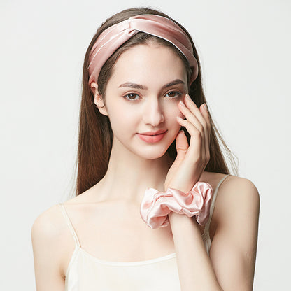 19 Momme Mulberry Silk Hair Scrunchie & Headband, Bright Tone Luxury Gift
