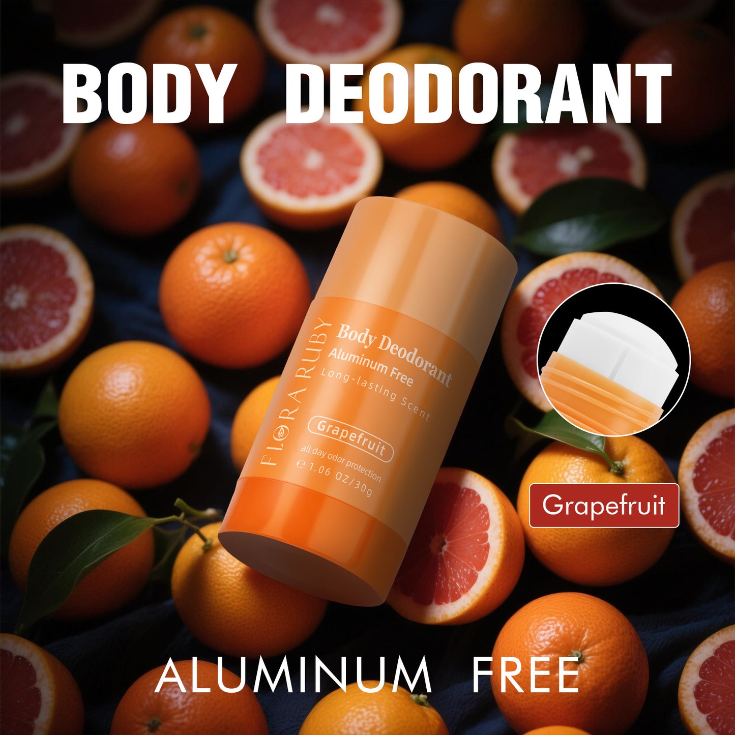 Portable Solid Deodorant Stick, Aluminum-Free, Long Lasting & No Residue