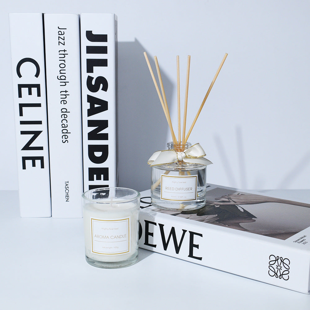 Black & Gold Reed Diffuser & Candle Gift Set, Premium Home Fragrance