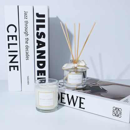 Black & Gold Reed Diffuser & Candle Gift Set, Premium Home Fragrance