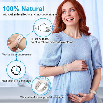 Silicone Anti-Motion Sickness Wristbands for Car Sickness, Seasickness & Morning Sickness, 100% Natural Relief