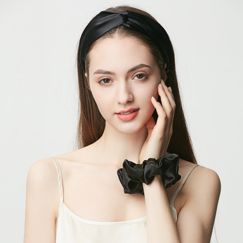 19 Momme Mulberry Silk Hair Scrunchie & Headband, Bright Tone Luxury Gift