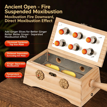 Natural Wooden with Handle Moxa Box -天然实木带手柄专用艾灸盒