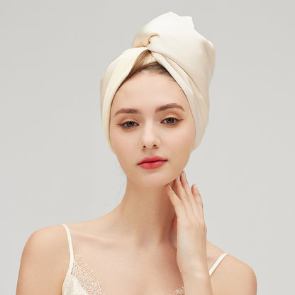 19 Momme Mulberry Silk Hair Turban, Thick Soft Anti-Frizz Hair Drying Cap