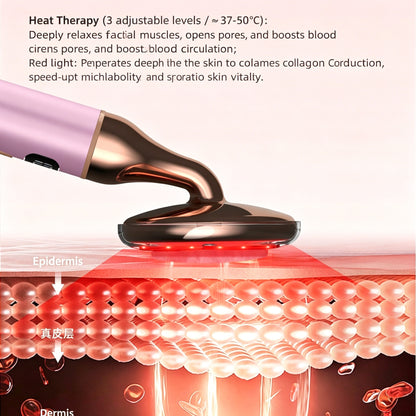Electric Rose Quartz Vibrating Heating Led Beauty Massager -电动粉晶震动加热按摩美容棒