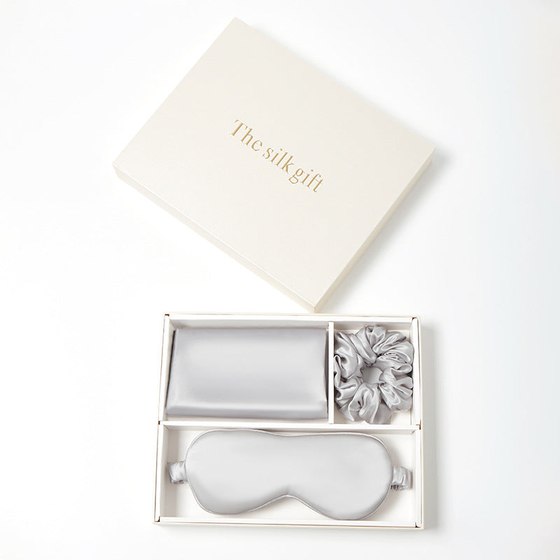 Mulberry Silk Set, Silk Pillowcase, Eye Mask & Hair Scrunchie, Skin Care Travel Essentials, Wedding Favor Gift