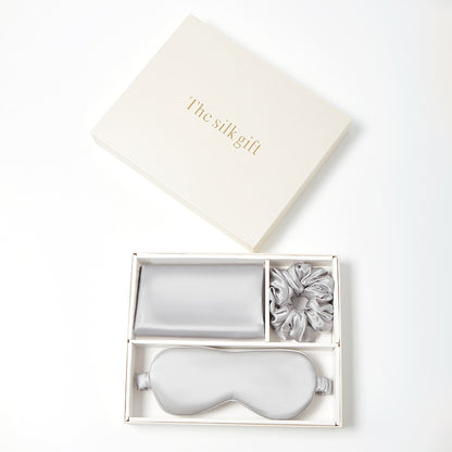 Mulberry Silk Set, Silk Pillowcase, Eye Mask & Hair Scrunchie, Skin Care Travel Essentials, Wedding Favor Gift