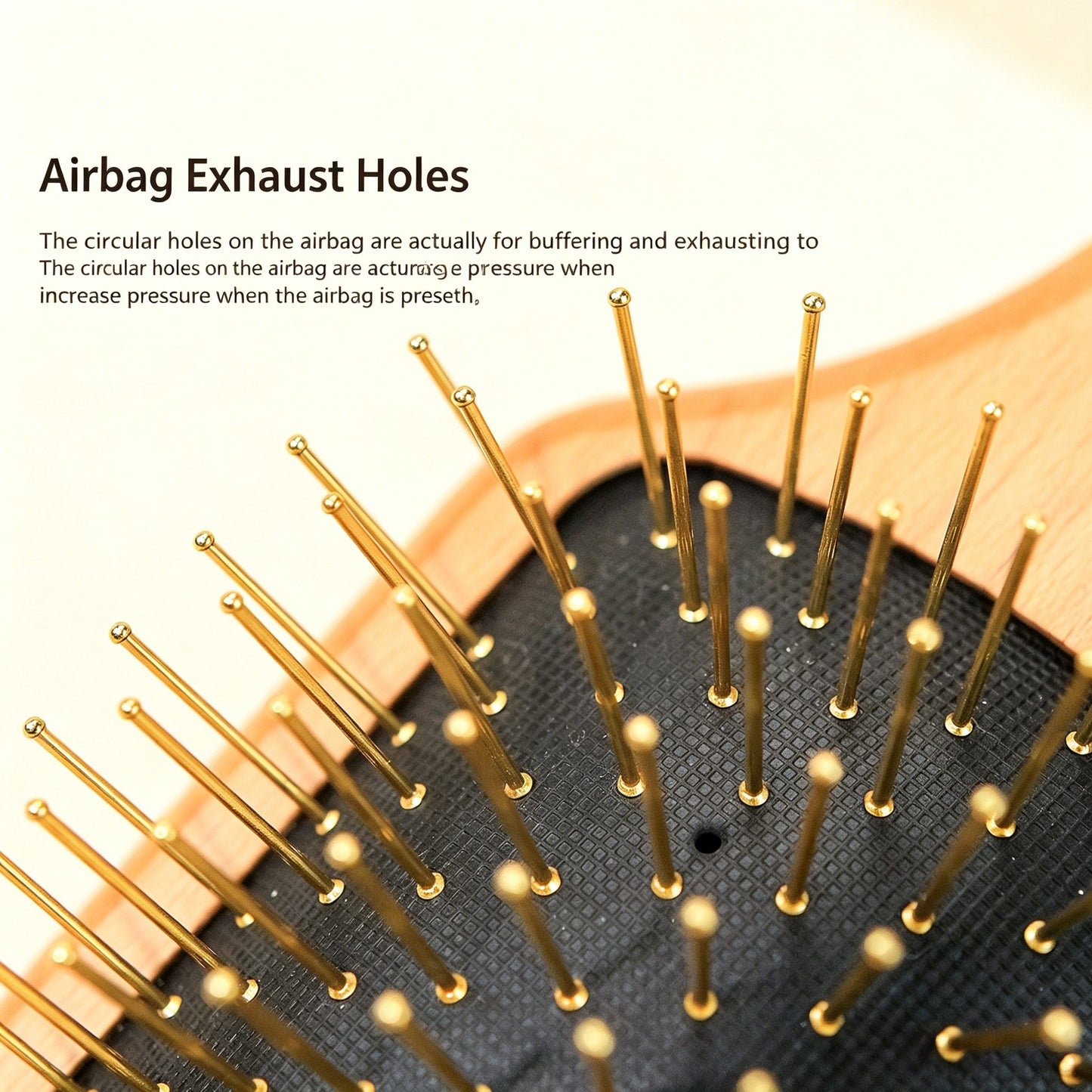 Beech Wood Air Cushion Hair Brush with Gold-Plated Steel Pins -镀金钢针气囊防静电打结按摩梳