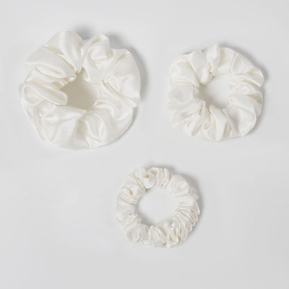 Mulberry Silk Scrunchie 3-Piece Set, 19 Momme Soft Hair Bands in Multiple Sizes