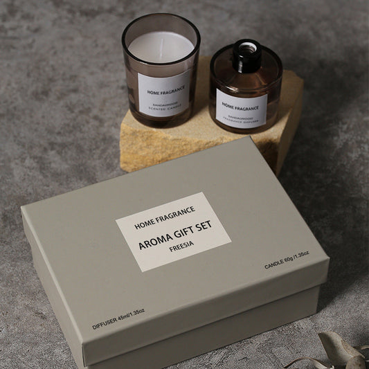 Pure Natural Scented Candle & Reed Diffuser Gift Set, 4 Scents, Long-lasting Fragrance