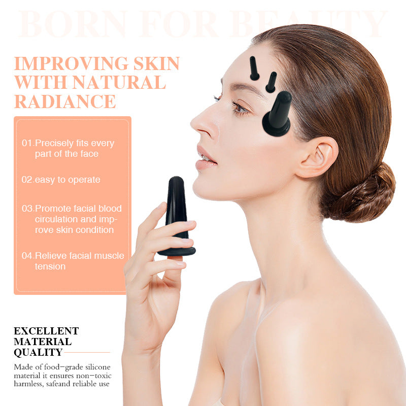 food grade silicone facial beauty cupping,Black -食品级脸部硅胶美容拔罐，黑色