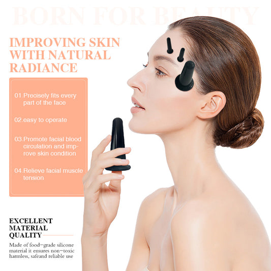 food grade silicone facial beauty cupping,Black -食品级脸部硅胶美容拔罐，黑色