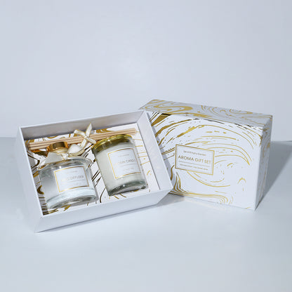 Black & Gold Reed Diffuser & Candle Gift Set, Premium Home Fragrance