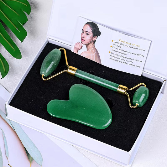 Natural Jade Rollers for Face and Eyes - Customize Logo -可定制玉石滚轮刮痧礼盒套装