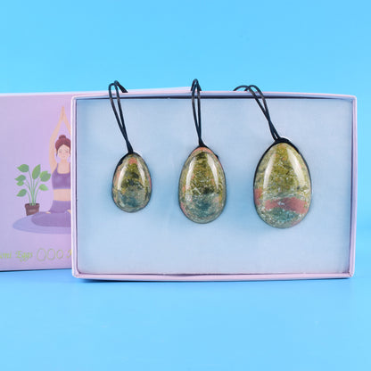 Grade A Natural Unakite Kegel Eggs -天然A级花绿石凯格尔锻炼球