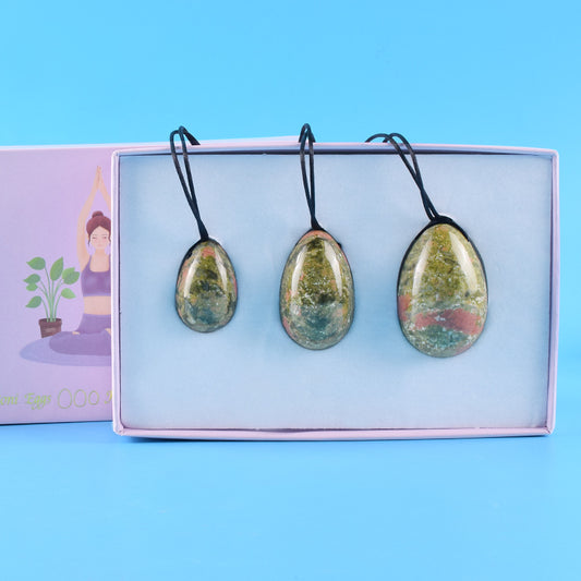 Grade A Natural Unakite Kegel Eggs -天然A级花绿石凯格尔锻炼球