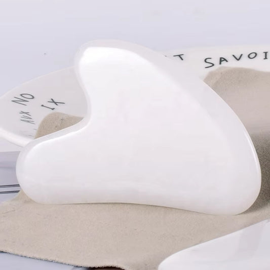 White Jade Gua Sha Board & Roller Set, Facial Meridian Massage Tools