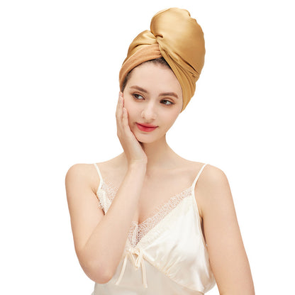 19 Momme Mulberry Silk Hair Turban, Thick Soft Anti-Frizz Hair Drying Cap