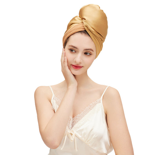 19 Momme Mulberry Silk Hair Turban, Thick Soft Anti-Frizz Hair Drying Cap