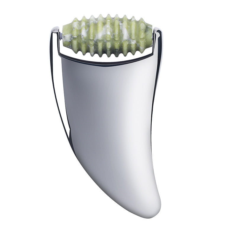 2-in-1  Spiky Jade Roller Steel Gua Sha Dual-purpose Facial Massage Beauty Tool