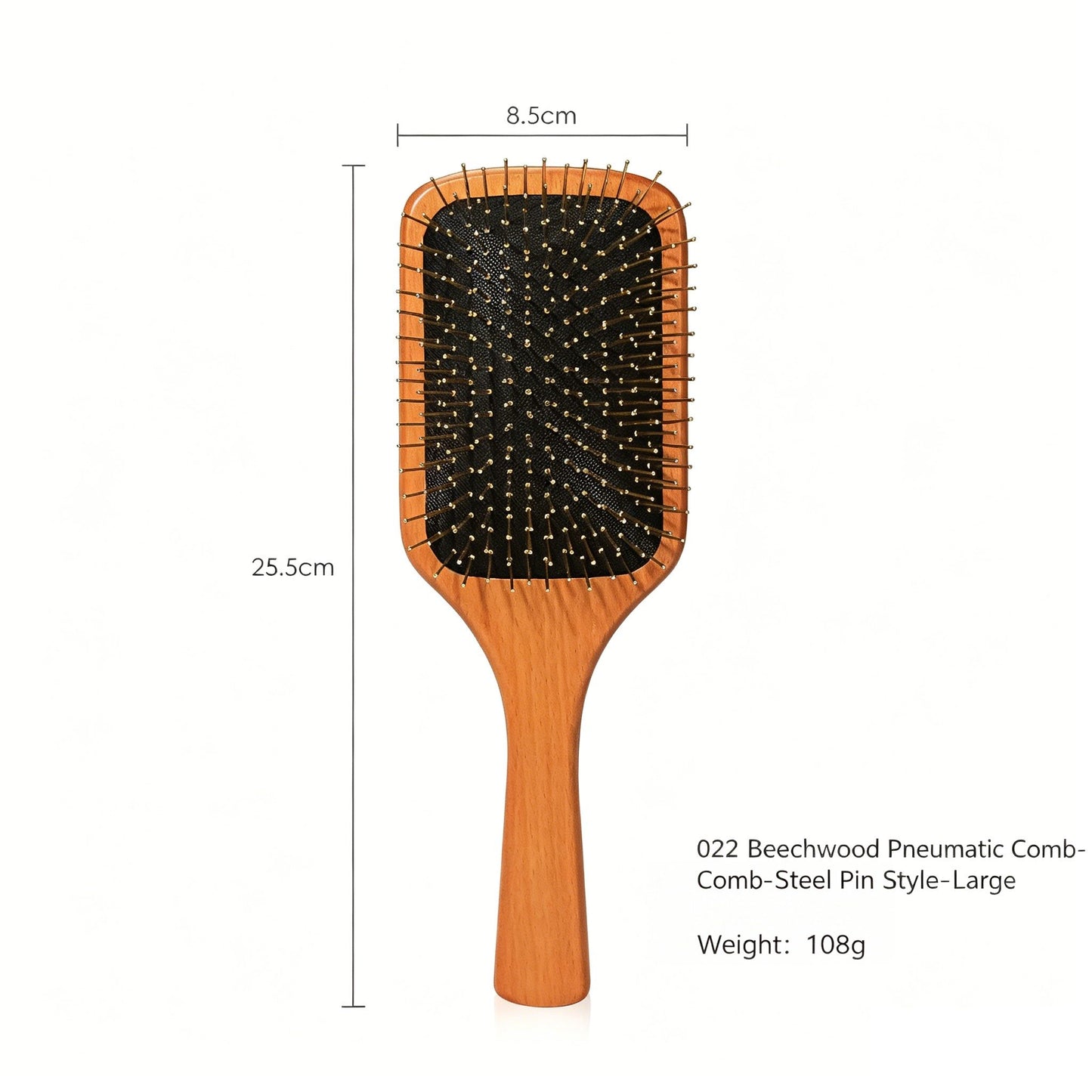 Beech Wood Air Cushion Hair Brush with Gold-Plated Steel Pins -镀金钢针气囊防静电打结按摩梳