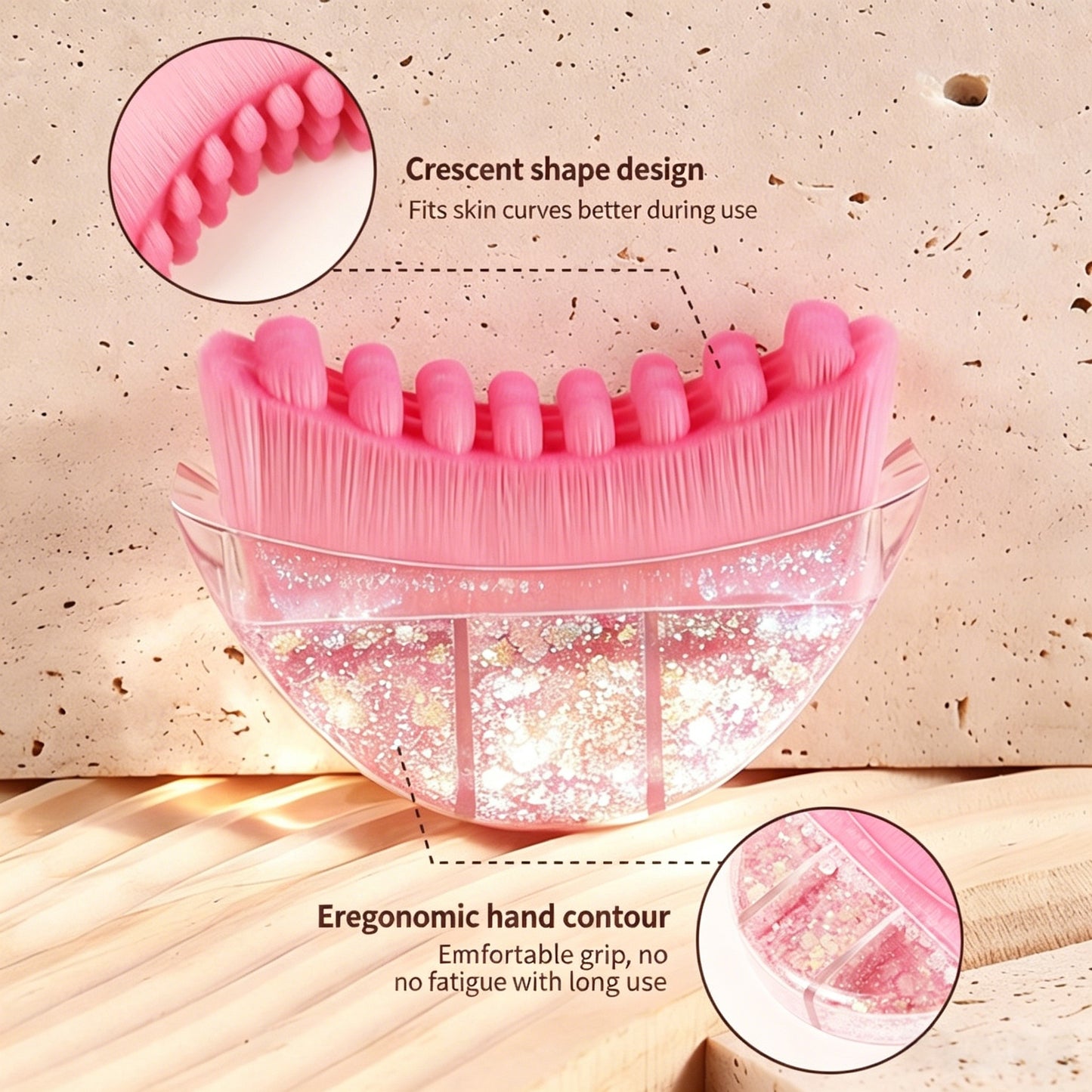 Pink Sparkle Lymphatic Contour Face Brush -粉红闪粉淋巴面部塑型刷