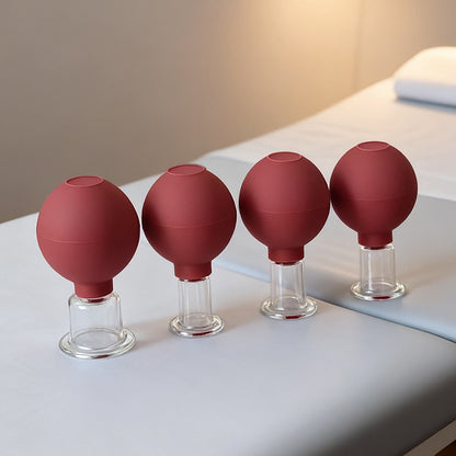 Medical Grade PC Glass Cupping Set with Silicone Suction Ball -医疗PC硅胶球玻璃吸力罐