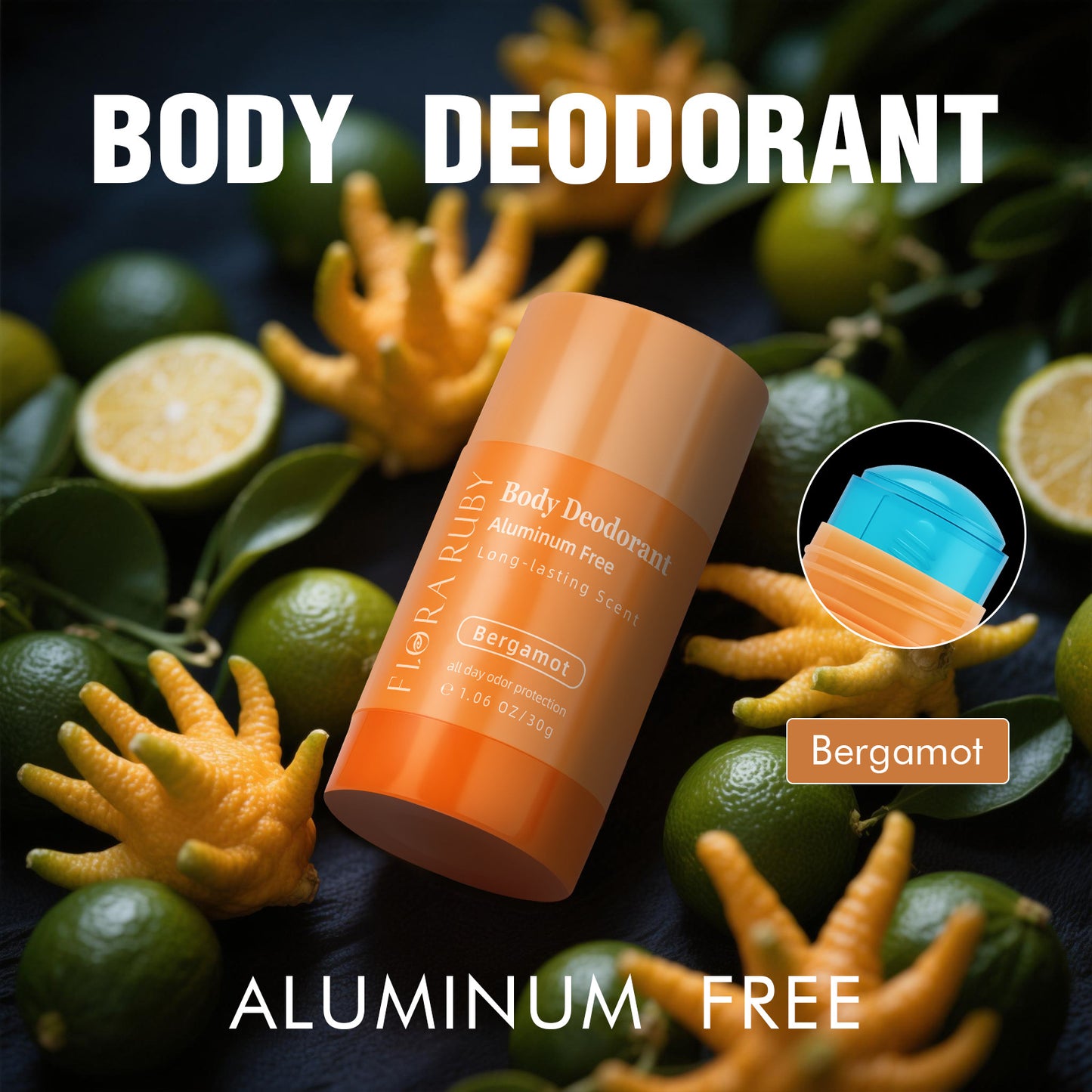 Portable Solid Deodorant Stick, Aluminum-Free, Long Lasting & No Residue