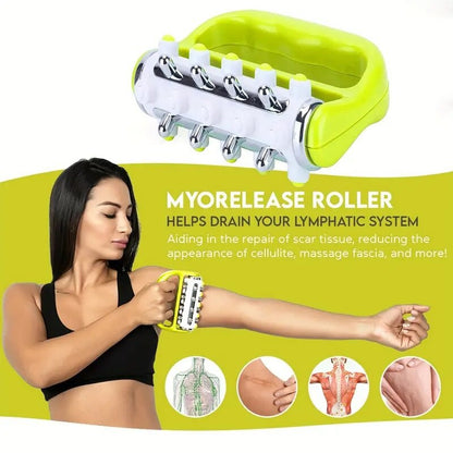 Handheld Massage Fascia Relaxation Roller with Massage Points(Yellow) -手持筋膜放松按摩滚轮(黄色)