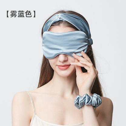 19 Momme Mulberry Silk Eye Mask, Hair Band & Scrunchie, Solid Thick Light-Blocking Sleep Accessories