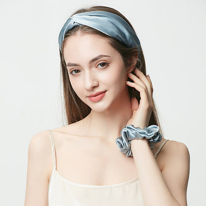 19 Momme Mulberry Silk Hair Scrunchie & Headband, Bright Tone Luxury Gift