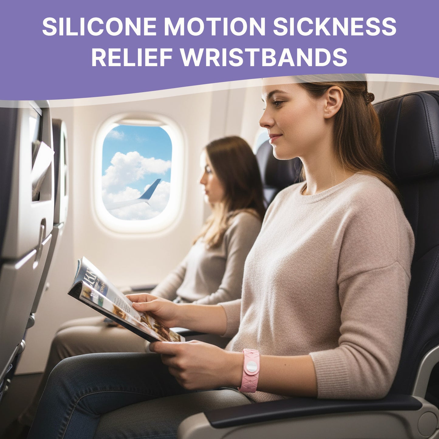 Silicone Anti-Motion Sickness Wristbands for Car Sickness, Seasickness & Morning Sickness, 100% Natural Relief