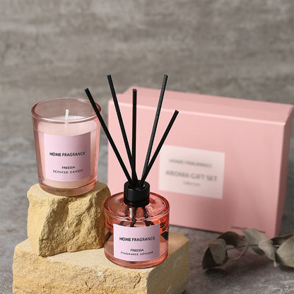Pure Natural Scented Candle & Reed Diffuser Gift Set, 4 Scents, Long-lasting Fragrance