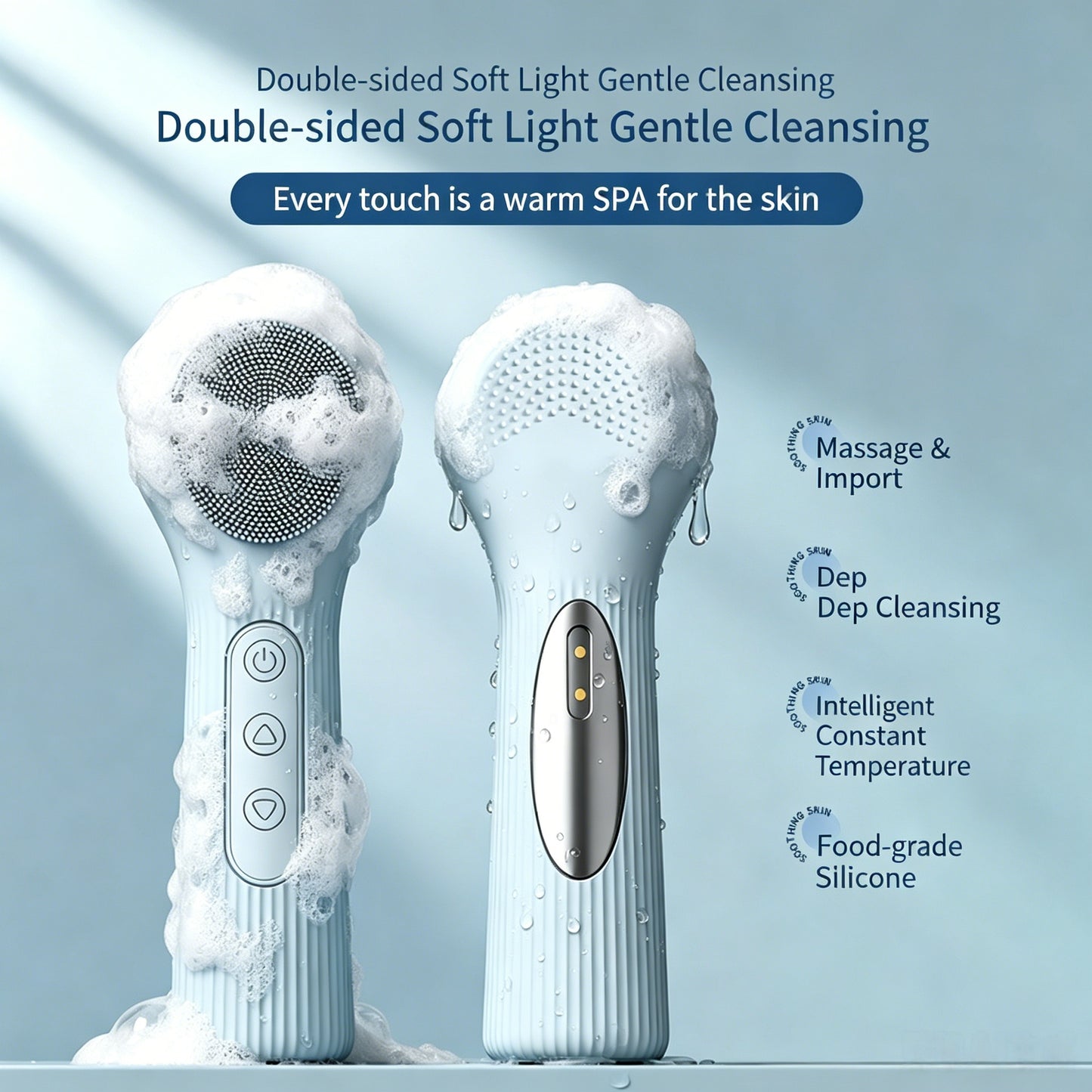 Waterproof Electric Silicone Heating Facial Cleanser -防水电动恒温加热硅胶脸部清洁刷