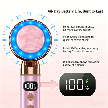 Electric Rose Quartz Vibrating Heating Led Beauty Massager -电动粉晶震动加热按摩美容棒