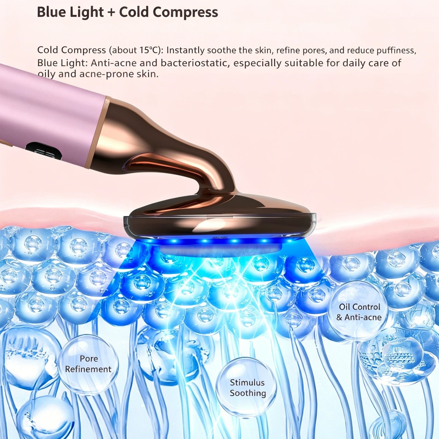 Electric Rose Quartz Vibrating Heating Led Beauty Massager -电动粉晶震动加热按摩美容棒
