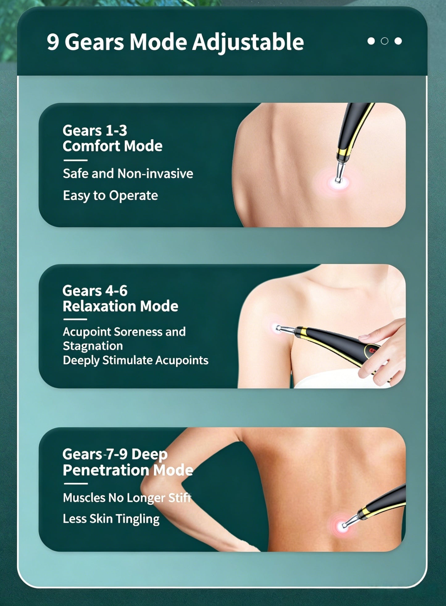 6-1 Auto-Sensing Electric Pulse Acupuncture Massage Pen  -6个可换头自动寻穴电子针灸按摩笔