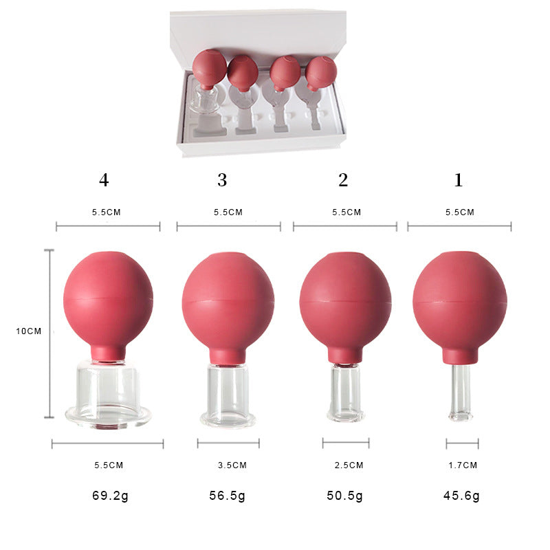 Medical Grade PC Glass Cupping Set with Silicone Suction Ball -医疗PC硅胶球玻璃吸力罐