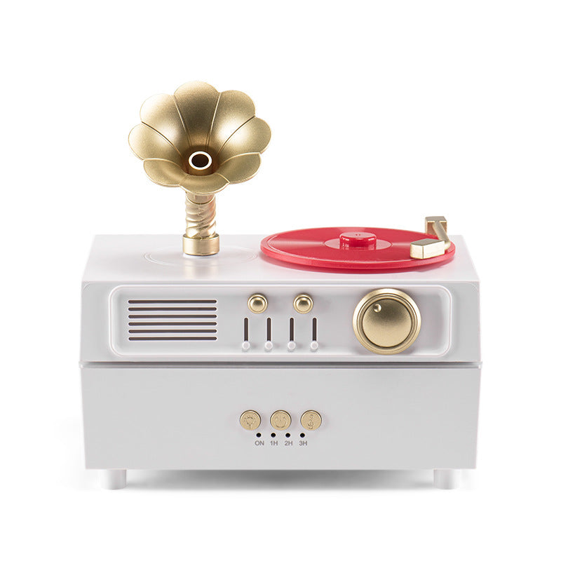 Vintage Gramophone Style Aroma Diffuser, Ultrasonic Essential Oil Humidifier with Bluetooth & Remote Control